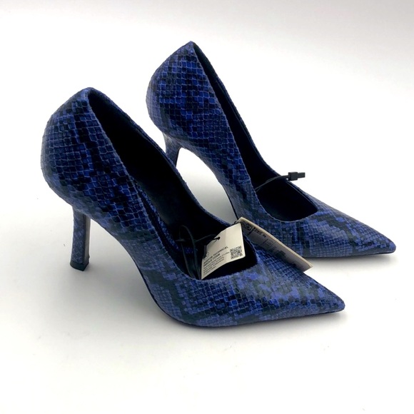 Zara NWT Sexy Blue Snakeskin Print Stiletto Heels Shoes **Size 38/US 7.5**🔥🔥 - Picture 5 of 10
